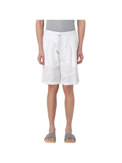 Brunello Cucinelli Linen Striped Tailored Shorts "White" BRUN799