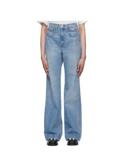 RE/DONE Blue 70s Pocket Wide Leg Jeans