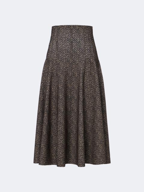 NORMA KAMALI Herringbone pleated midi skirt