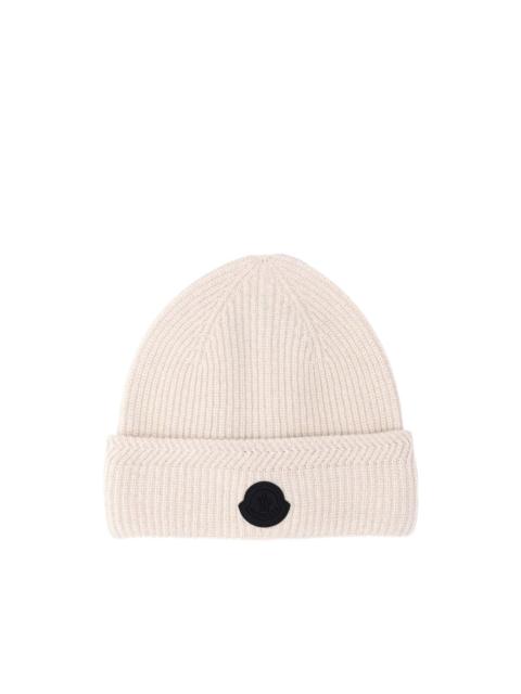 Moncler logo-patch ribbed beanie hat