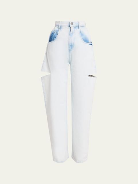 MM6 Maison Margiela Cutout Bleached Barrel-Leg Jeans