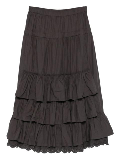 OPEN YY rolled waist tiered maxi skirt