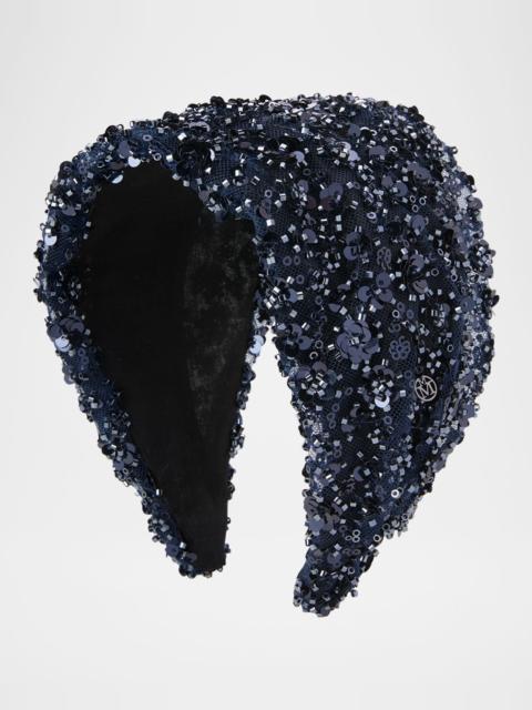 MAISON MICHEL Mariah Sequined Tulle Headband