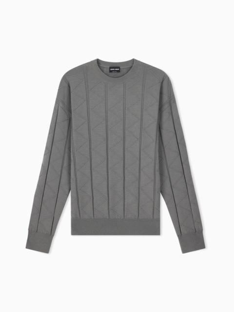 GIORGIO ARMANI SWEATER REGULAR FIT CHEVRON VIRGIN WOOL