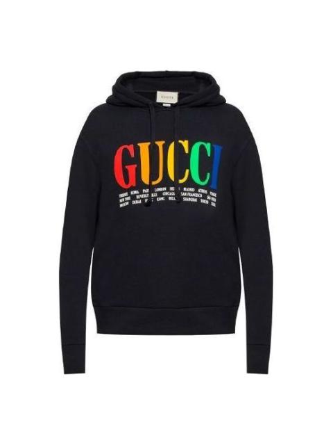 Gucci City Rainbow Logo Hooded Sweatshirt 'Black' 475374-X3N60-1082