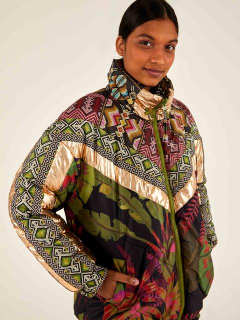 FARM RIO Tropical Rauti Metallic Reversible Puffer Jacket