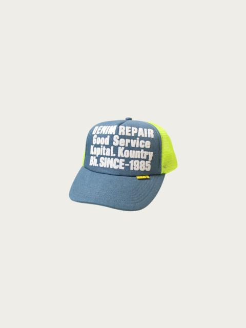 Kapital DENIM REPAIR SERVICE Denim Track Cap - Neon Yellow