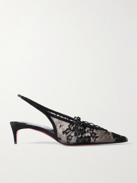 Christian Louboutin Km 45 Lace Slingback Pumps