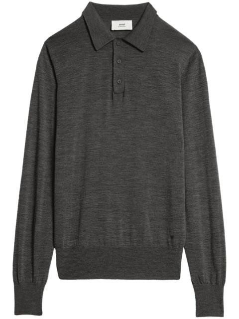 AMI Paris Tonal Ami de Coeur Knitwear Polo Shirt