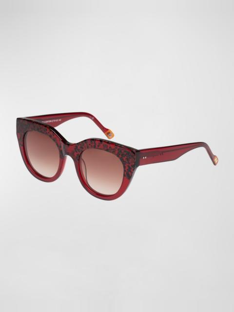 Le Specs AIRY CANARY II Red Acetate Cat-Eye Sunglasses