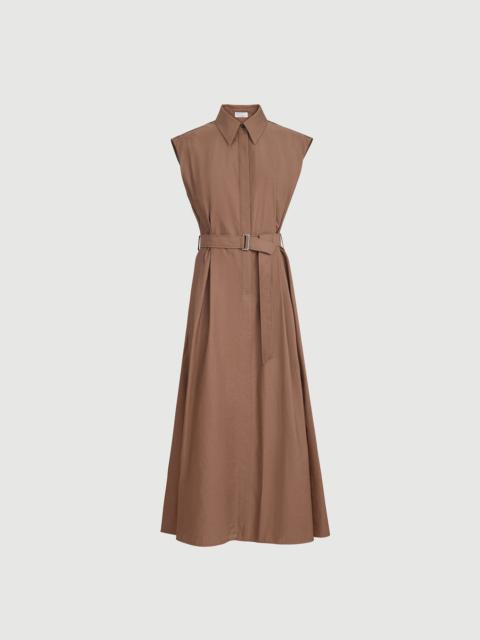 Brunello Cucinelli Techno cotton texture twill belted shirt dress with monili
