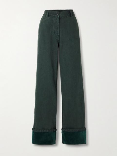 Dries Van Noten Velvet-trimmed Mid-rise Wide-leg Jeans