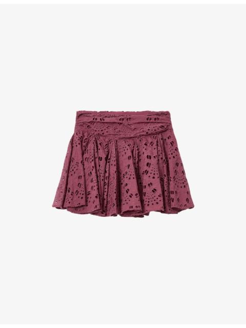 ALLSAINTS Dotty Gathered-Waist Woven Mini Skirt