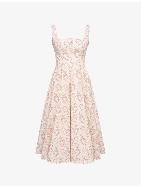 House of CB Mariabella Floral-Print Stretch-Cotton Midi Dress