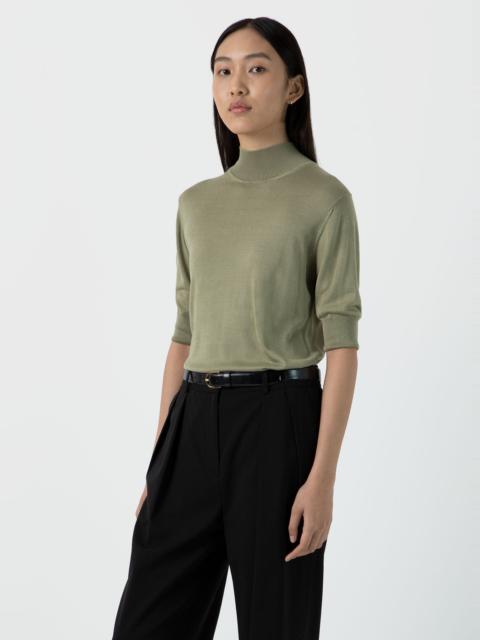 Sunspel Mulberry Silk Mock Neck Top