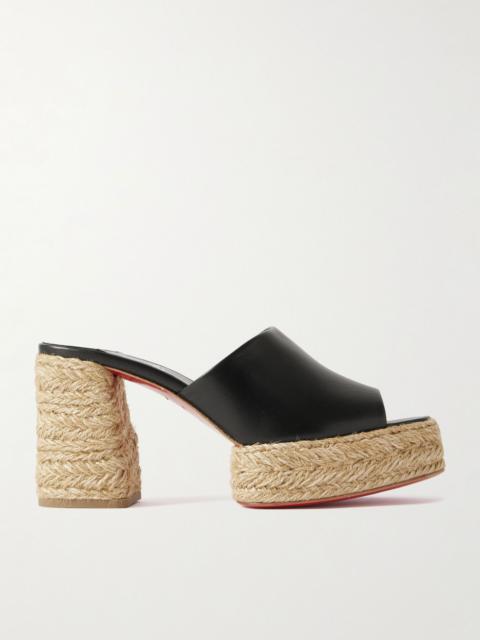 Christian Louboutin Calakala 85 leather espadrille platform mules Black
