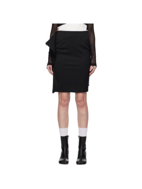 MM6 Maison Margiela Black & Blue Paneled Denim Midi Skirt