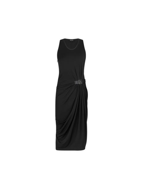 TOM FORD TANK TOP DRESS WITH LEATHER DETAIL