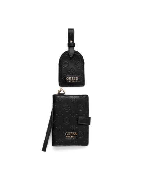 GUESS USA embossed-logo passport cover and luggage tag set