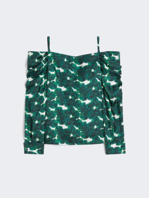 Max Mara USTICA Printed silk off-the-shoulder blouse