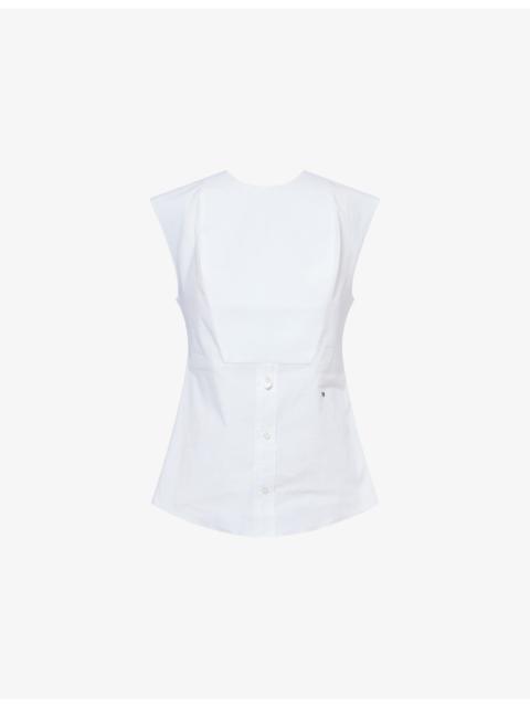 Victoria Beckham Sleeveless Bib Cotton Shirt