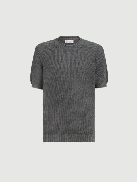 Brunello Cucinelli Linen and cotton half English rib knit t-shirt