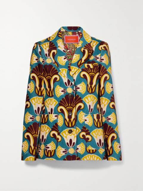 La DoubleJ 24/7 Printed Cotton-velvet Blazer