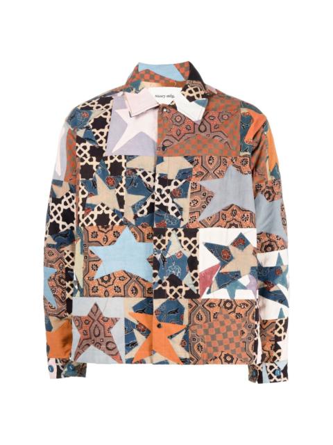 patchwork-design shirt jacket