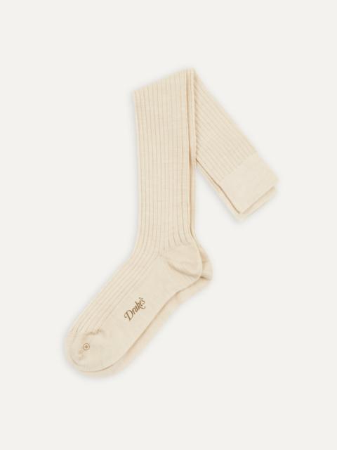 Drake's Ecru Wool Over-the-Calf Socks