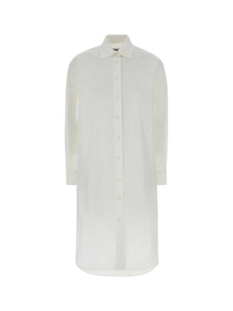 Jil Sander White Poplin Shirt Dress Optic Exterior: Cotton Abiti