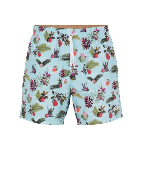 BOSS FLORAL-PRINT SWIM SHORTS WITH LOGO DETAIL