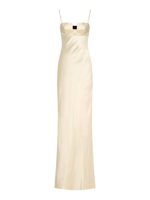 BEVZA Satin Bustier Maxi Dress white