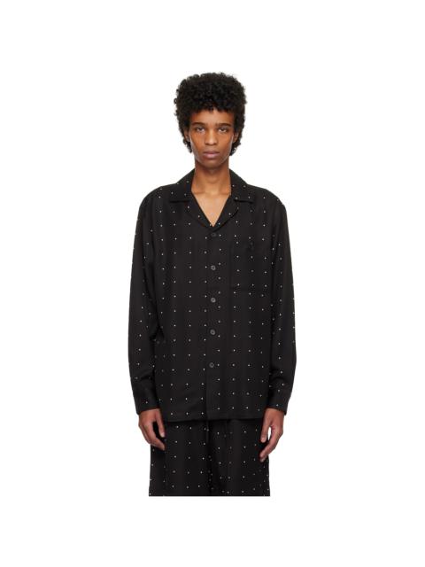 RÓHE Black Dotted Loose Camp Collar Shirt