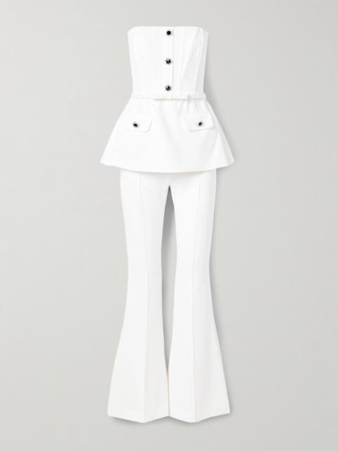 self-portrait Strapless Belted Embellished Stretch-crepe Jumpsuit