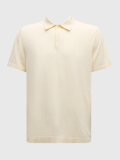 SIMKHAI Men's Barron Short-Sleeve Cotton Polo Shirt
