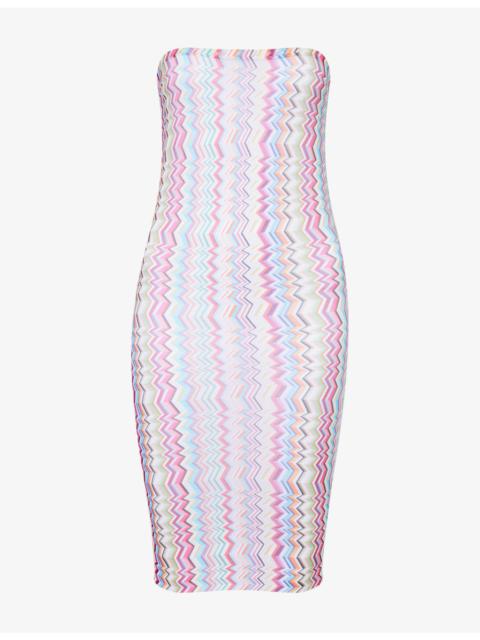 Missoni Bandeau Zig-Zag Print Mesh Cover-Up