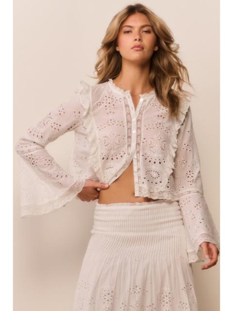 LoveShackFancy Hawthorn Cotton Eyelet Blouse