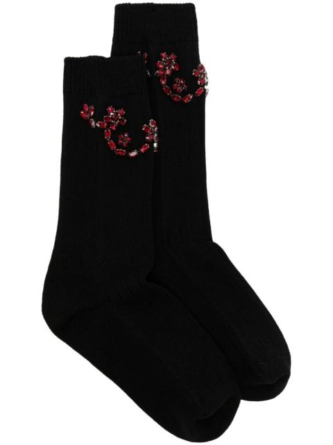 Simone Rocha SIMONE ROCHA Women Ankle Ribbed Socks W/ Scallop Embellishment
