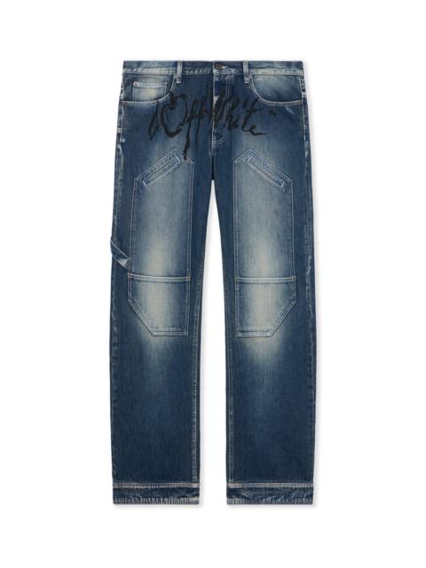 Off-White Cherry Diagonal Twist Stack Jeans
