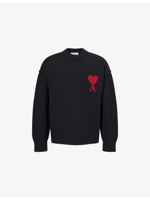 AMI Paris Logo-Knit Crewneck Wool Jumper