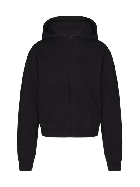 SKIMS Women's Cotton Fleece Zip-Up Hoodie - Onyx