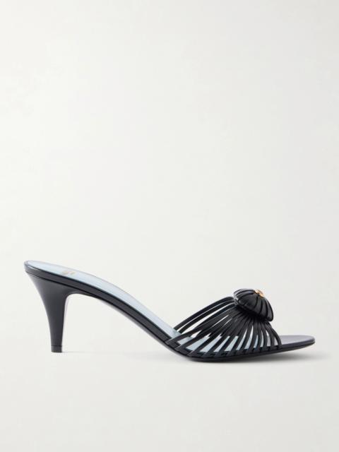 Valentino Striped Leather Mid Heel