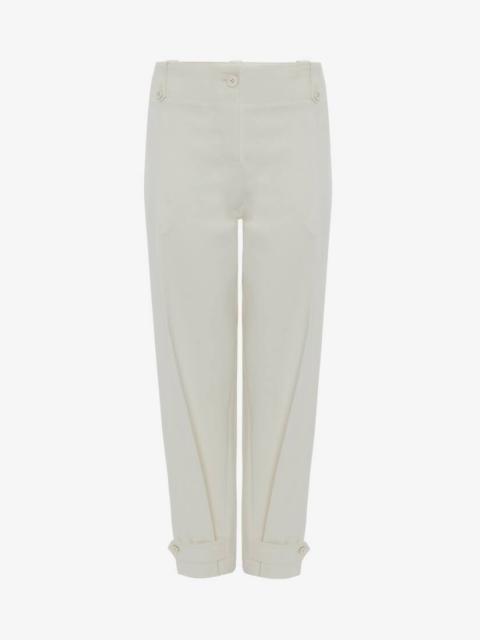 Alexander McQueen Military Cuff Cotton Gabardine Trouser in Optical White