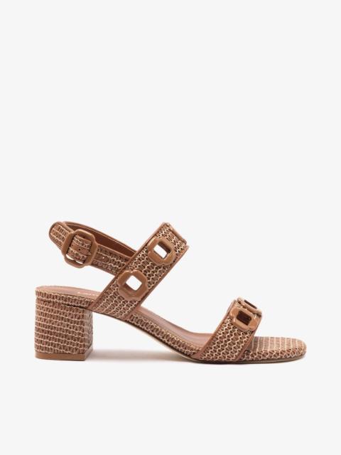 Larroudé Milan Sandal In Caramel Wave Raffia