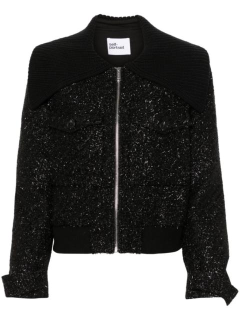 self-portrait bouclé bomber jacket