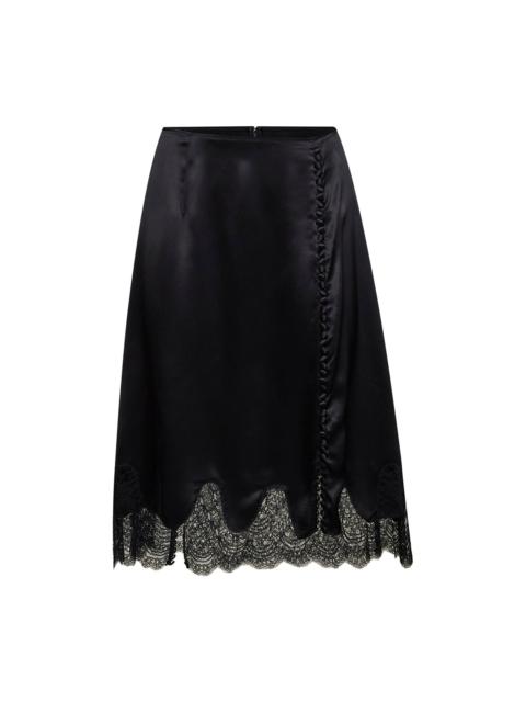 Dolce & Gabbana Black satin midi skirt with lace inserts