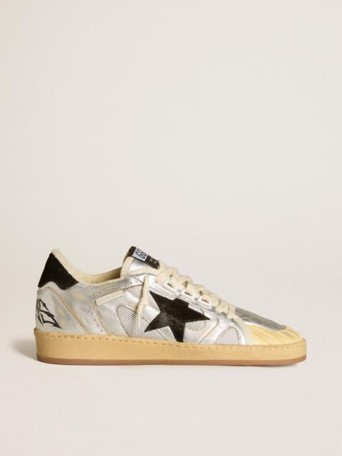Ball Star LAB in silver leather with black suede star and heel tab