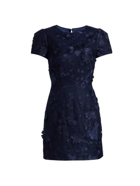 MILLY Women's Daisy Floral Appliqué Minidress - Navy