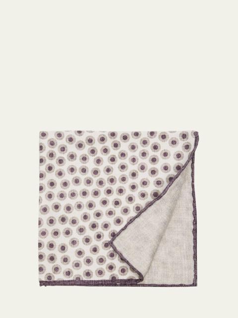 Brunello Cucinelli Men's Silk Geometric Circle Pocket Square