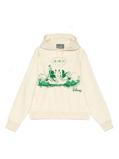 GUCCI Gucci x Disney Mickey Minnie Printed Logo Hooded Long-Sleeved Sweater For Men Beige 604218-XJB7A-990
